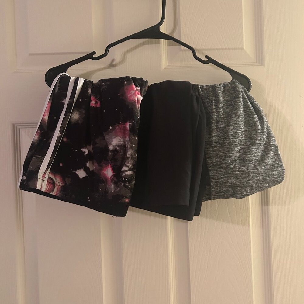 3 Pairs of No Boundaries Leggings Black,Gray, Galaxy Print with Stripes 2X